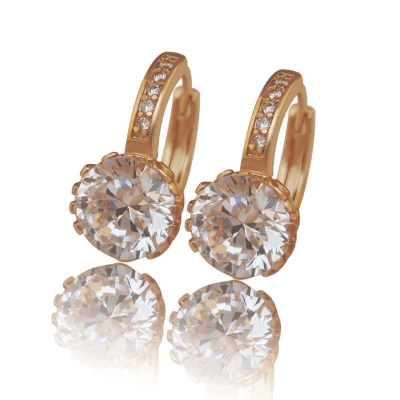 

MxGxFam Fashion Hoop Earrings For Women 18 yellow Gold Color AAA+ Clear Zircon Stone Personal Style