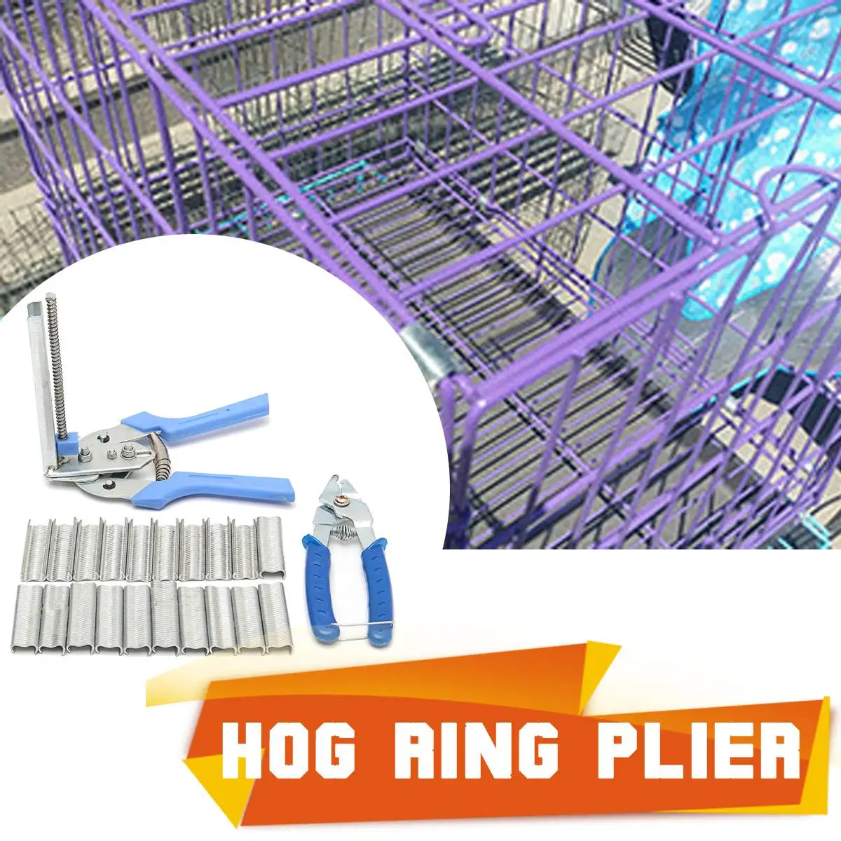 Buy 600 x Clips + Cage clamp Poultry Hog Ring Plier