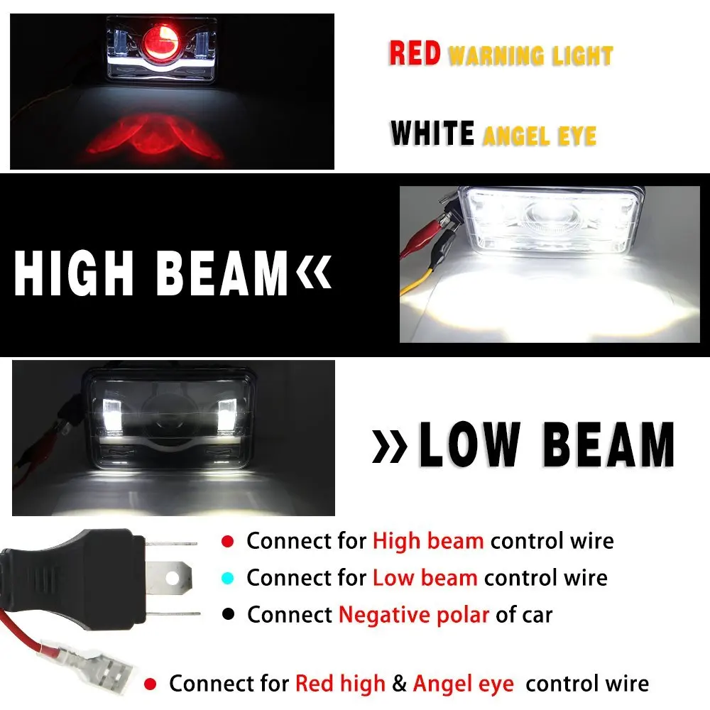 4 шт. 4x6 светодиодный головной светильник s 4x" герметичный луч прямоугольный сменный с DRL Halo поворотник красный светильник для Chevrolet Ford Trucks