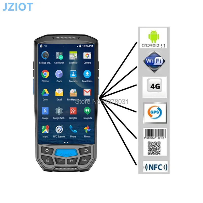 Android портативный сборщик данных с 1d 2d сканер штрих кода rfid gps камера wifi 4g bt принтер