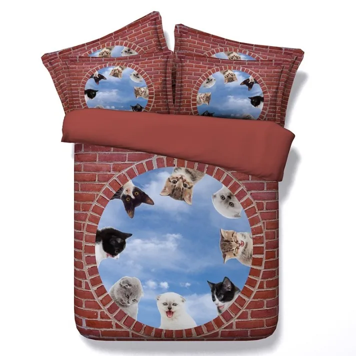 

3D Cats sheets cute comforter sets Animal bedding queen size super king twin quilt duvet cover bed sheet linen double bedspreads