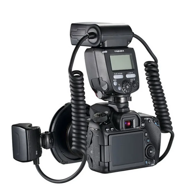 Светодиодная лампа для видеосъемки Yongnuo YN24EX ttl Макро Вспышка Speedlite с адаптером кольца для цифровой однообъективной зеркальной камеры Canon EOS 5DII 5diii 650D 600D 450D список