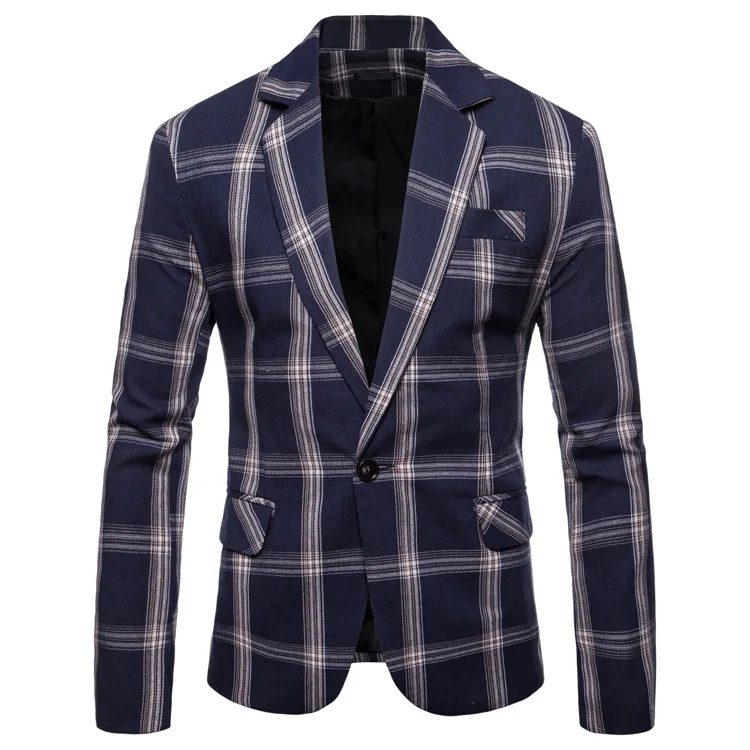 

High quality Men's Blazer 2019 Spring&Autumn Grid Suit Blazer masculino Smart Slim Striped Suits Men Suit Jacket Plus Size 3XL