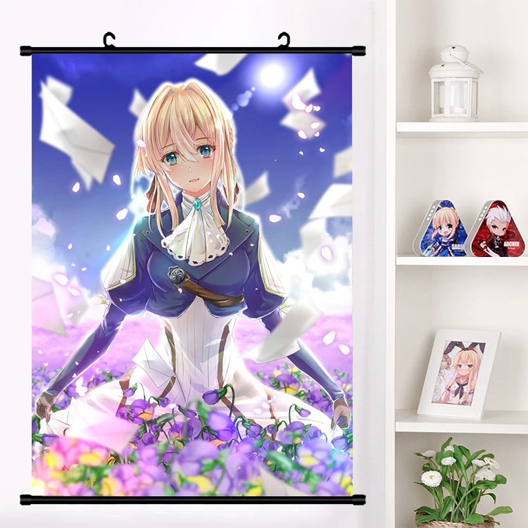 Anime Violet Evergarden Japanese Two Design Hanged Portable Folding Fan Gift #29