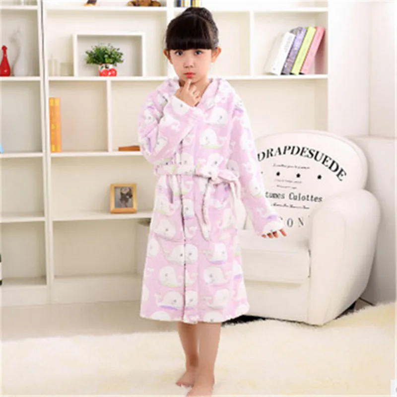 Халаты для девочек детские Банные халаты теплые мягкие одежда сна милый банный