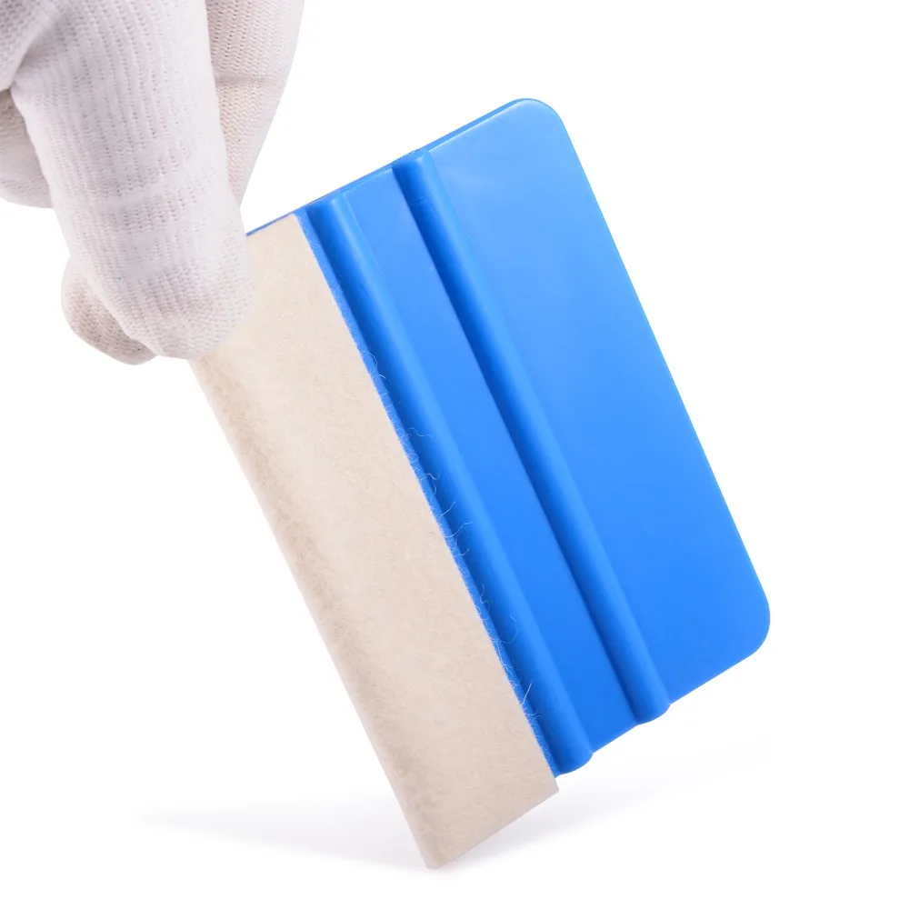 EHDIS 100pcs Carbon Fiber Film Wool Edge Squeegee Car Vinyl Wrapping Plastic Scraper with Felt Window Tint Glass Cleaning Tools