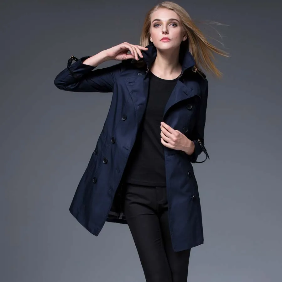 European Trench Coat Long Double Breasted Coat British Style Winter