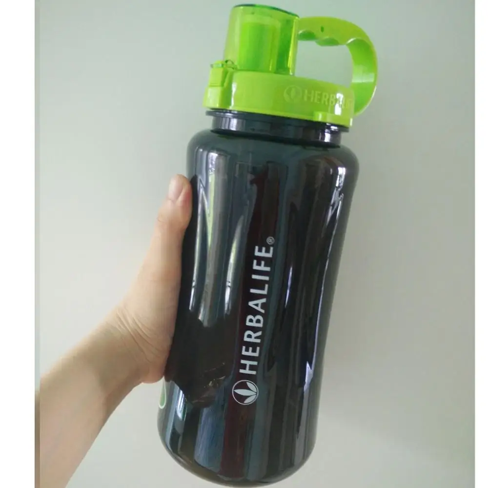 1L/2L/2000 мл Черный Большой размеры Портативный Пространство Herbalife питание 24 часа шейкер соломы стиль ремень бутылка для воды - Цвет: Black
