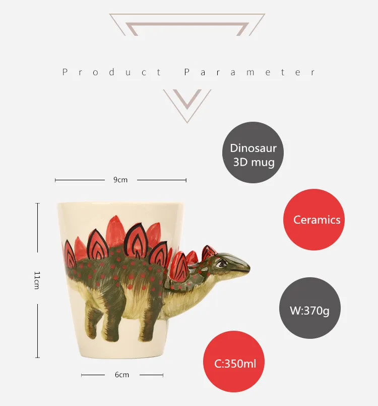 CFen A's керамическая кружка 3D в форме динозавра, ручная роспись, животные, кружка, керамическая чашка для кофе, молока, чая, кружка, подарки на день рождения