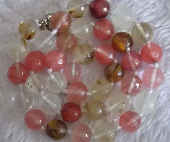 

2019 new 10mm Hot Watermelon Tourmaline Round Beads Necklace Hand Made 17' Pearl Jewelry Rope Chain Pearl Beads Natural Stone