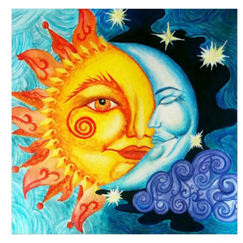 

Moon with Sun Full Square Mosaic Painting Drill Resin Embroidery 5D Diy Diamond Painting Handmade Cross Stitch Oil hcr