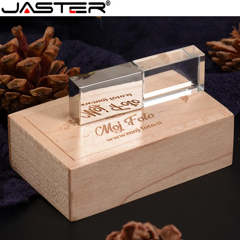 JASTER модный новый кристалл Usb с деревянной коробкой реальная емкость креативный USB