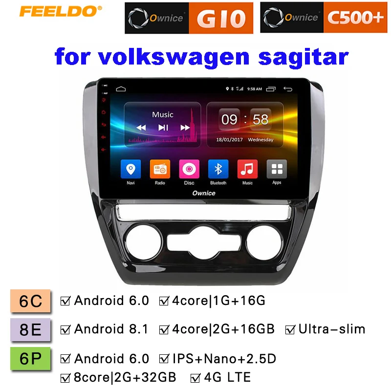 

FEELDO 10.1" Android 6.0 4-Core/DDR3 1G/16G/Support 4G Dongle Car Media Player With GPS/FM/AM RDS For Volkswagen Sagitar 2012