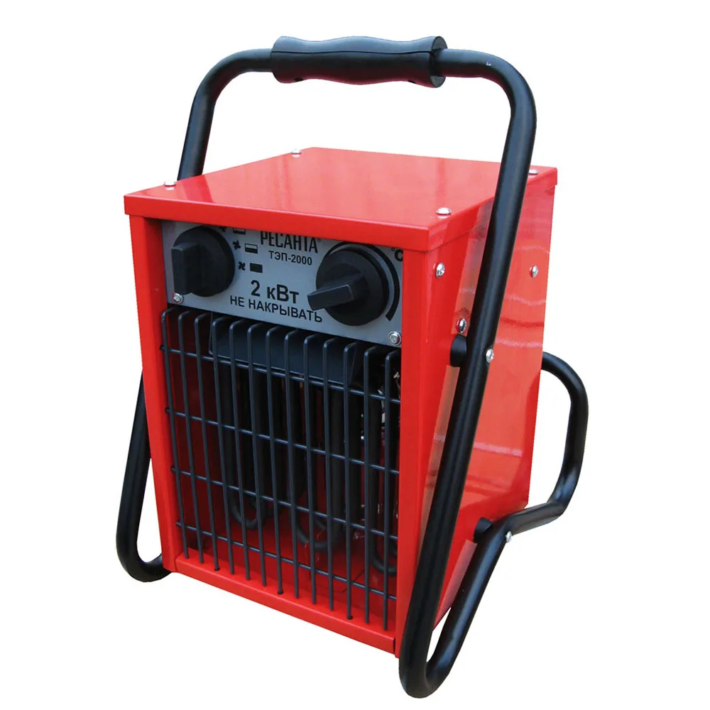 Пушка тепловая электрическая Resanta TEP-2000 (3 режима мощности 650/1300/2000 Вт, наличие решетки, быстрый обогрев площади, 3 режима работы)