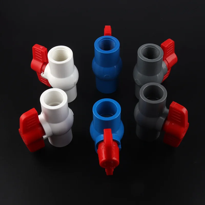 

1pc Inner Dia 20/25/32mm PVC Valve 1/2"3/4"1" Female Thread PVC Ball Valve for Home Garden Irrigation PVC Connectors
