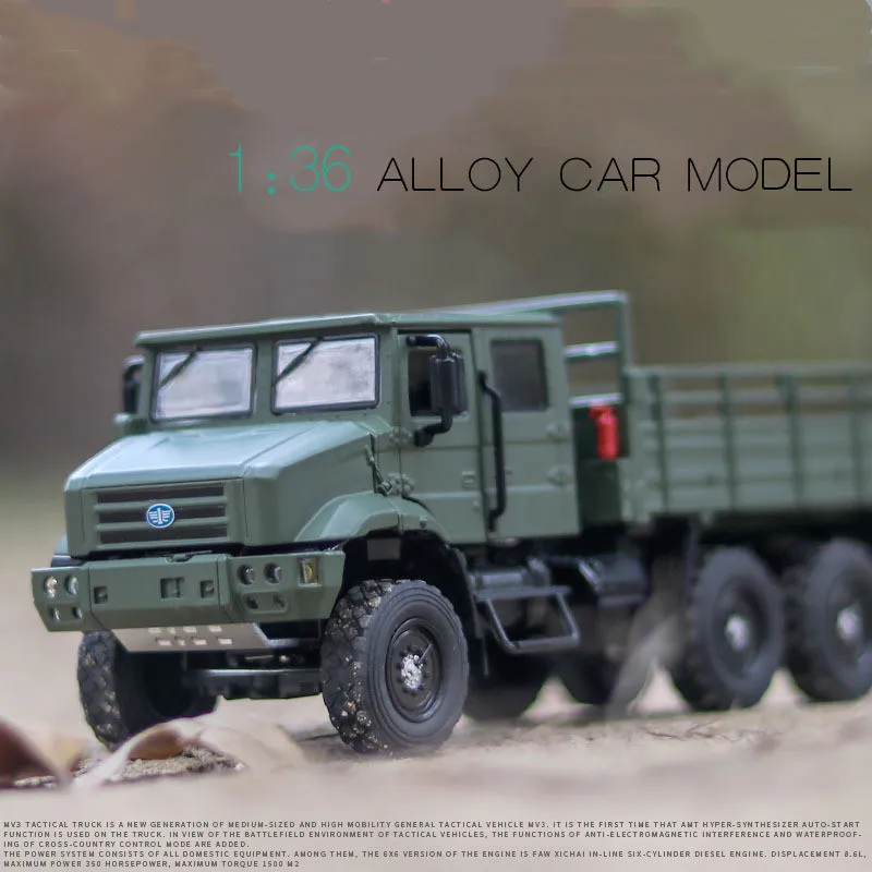 

High quality 1:36 all-alloy military truck model,simulated off-road model,metal sound and light pull back toys,free shipping