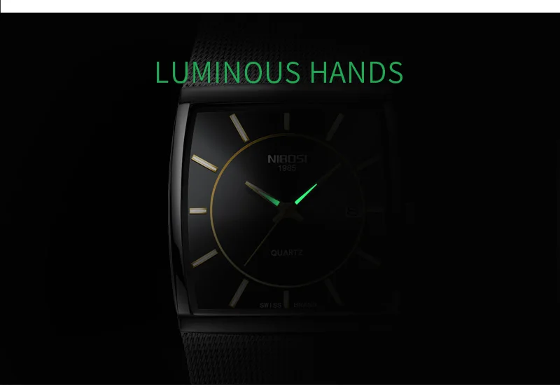 NIBOSI Whole Gold Men's Quartz Wrist Watch Luxury Mesh Stainless Strap Dress Business Man Clock Square Watch Reloj Hombre 2018   (9)