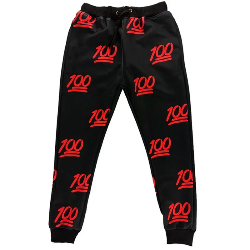 

Funny Emoji 100 Marks Joggers Men Sweatpants Funny Print 3D Pants Black White Color Loose Casual Trousers Pantalones Hombre