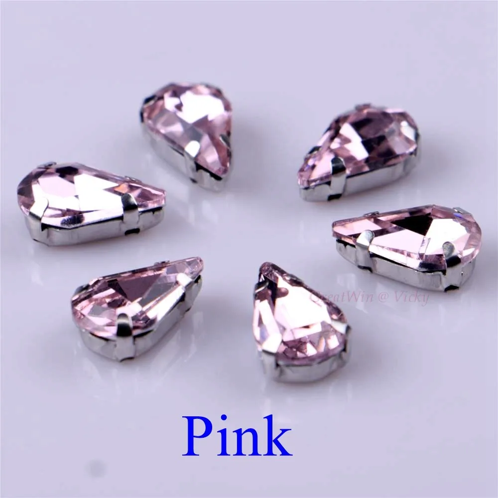 Elegant Teardrop Crystal Rhinestones with Claw Metal Base - 20 Piece Set