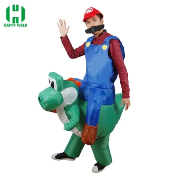 

Inflatable Costume Super Mario Bros Luigi Brothers Plumber Costumes Adult Man Women Funny Mario Riding Cosplay Fancy Dress Up