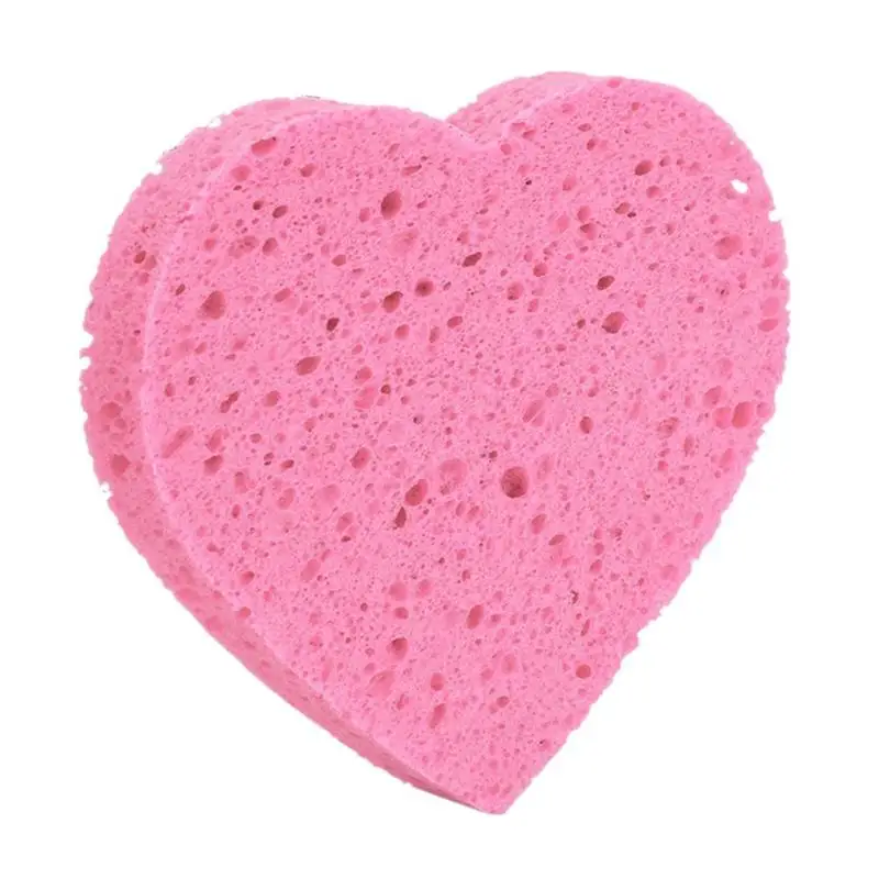 Высокое качество умывание губка в форме сердца древесной массы хлопок мыть лицо спонж для очищения кожи мягкие для макияжа для очистки Puff - Цвет: Розовый