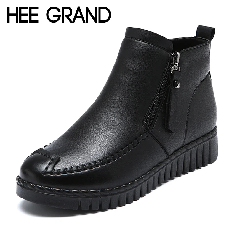 

HEE GRAND Winter Warm Faux Suede Women Ankle Boots Platform Casual Shoes Woman Gladiator Round toe Women Creepers XWX7193