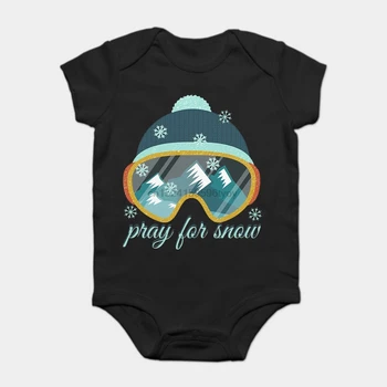 

Baby Onesie Baby Bodysuits kid t shirt 100% Cotton Custom Printed Pray for Snow. Love skiing. Sport.Ski.Mountains