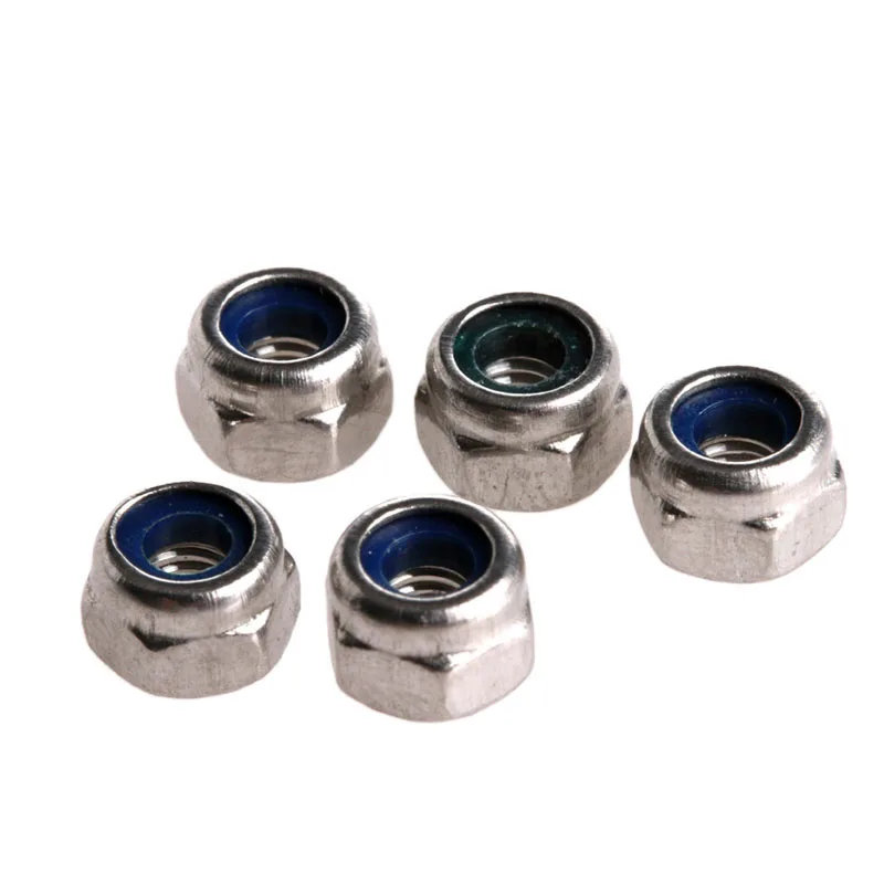 M3 3mm Stainless Steel Nylon Screw Lock Hex Nut Insert Locking Nuts hexagon nuts nylon lock nut locking nuts 100Pcs