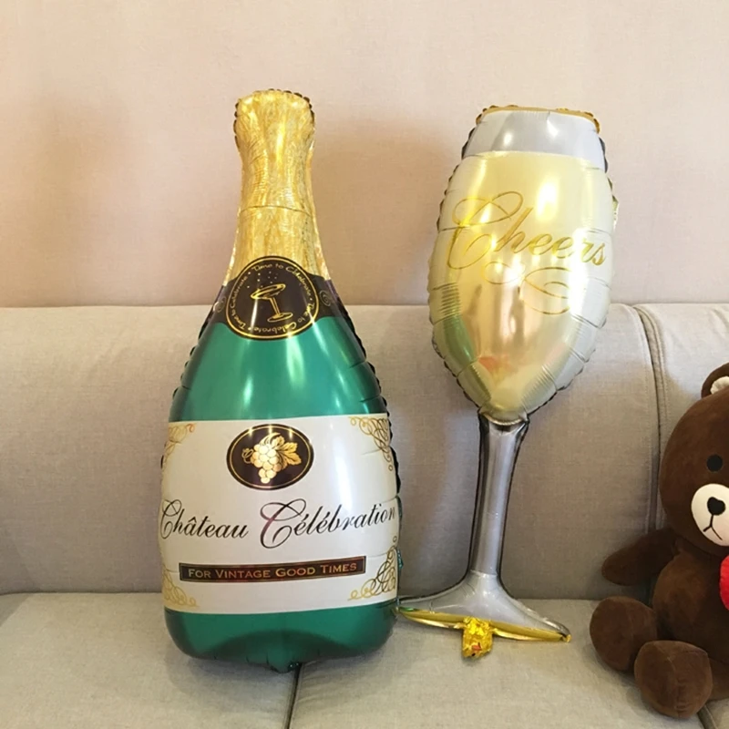 

2pcs Champagne Wine Cup Whiskey Bottle Balloon New Year Decoration 2019 Decorations Home Birthday Party Decorations Adult