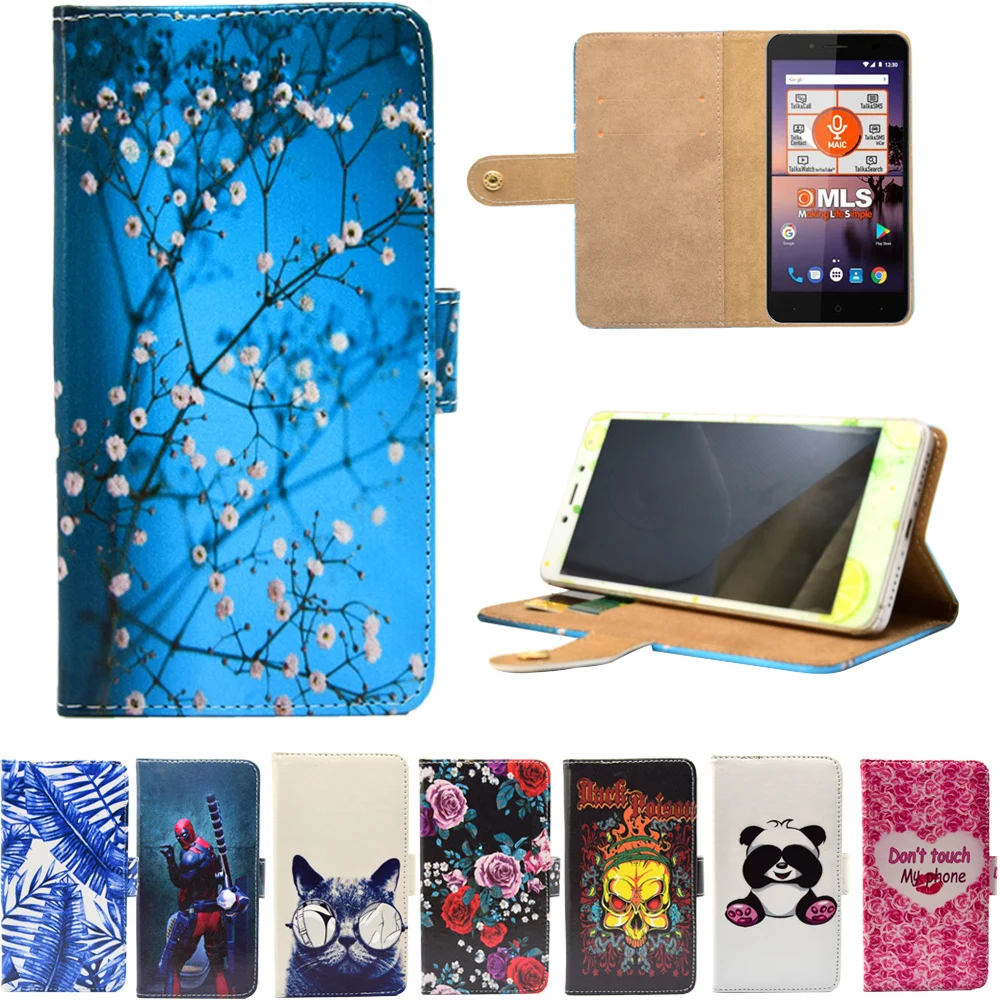 

New arrival PU Leather Phone Cases Cartoon Flip Wallet Stand Cover Case for MLS Color Fingerprint 4G