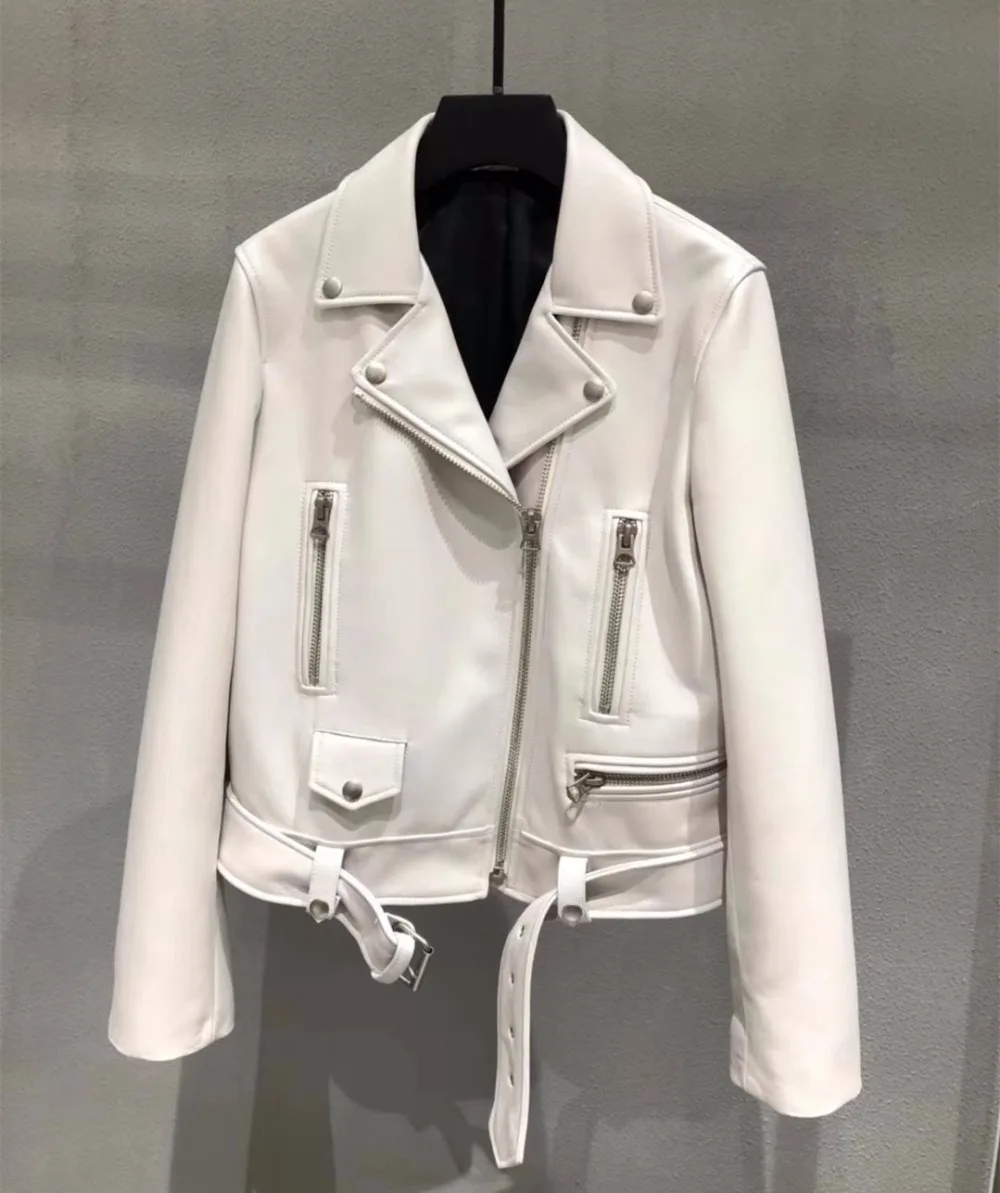 Women genuine leather short coat high quality real sheepskin jackets women's biker jackets G151a
