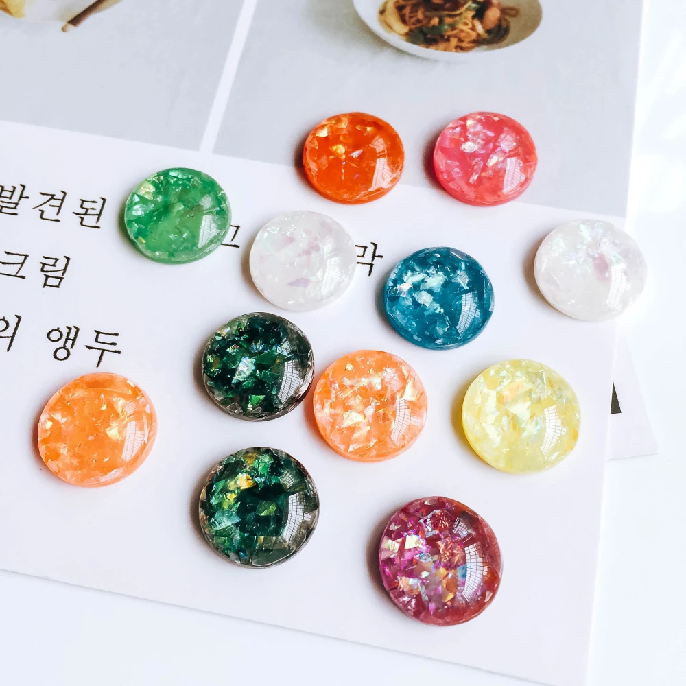 10mm 12mm Mixed Colors Resin Glass Cabochon Stone Fit Earring Pendant Base Jewelry Components Diy Material 80pcs Jewelry Findings