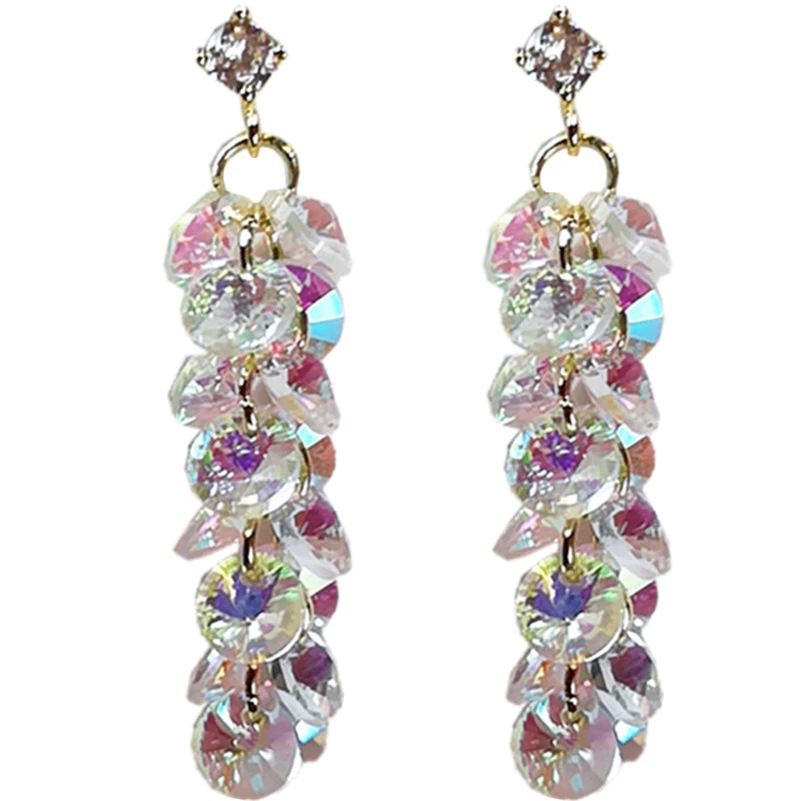 

S925 Silver Color Garnet Diamond Earrings Fashion Aros Mujer Oreja Brincos Earrings Long Dangle Statement Earrings for Women