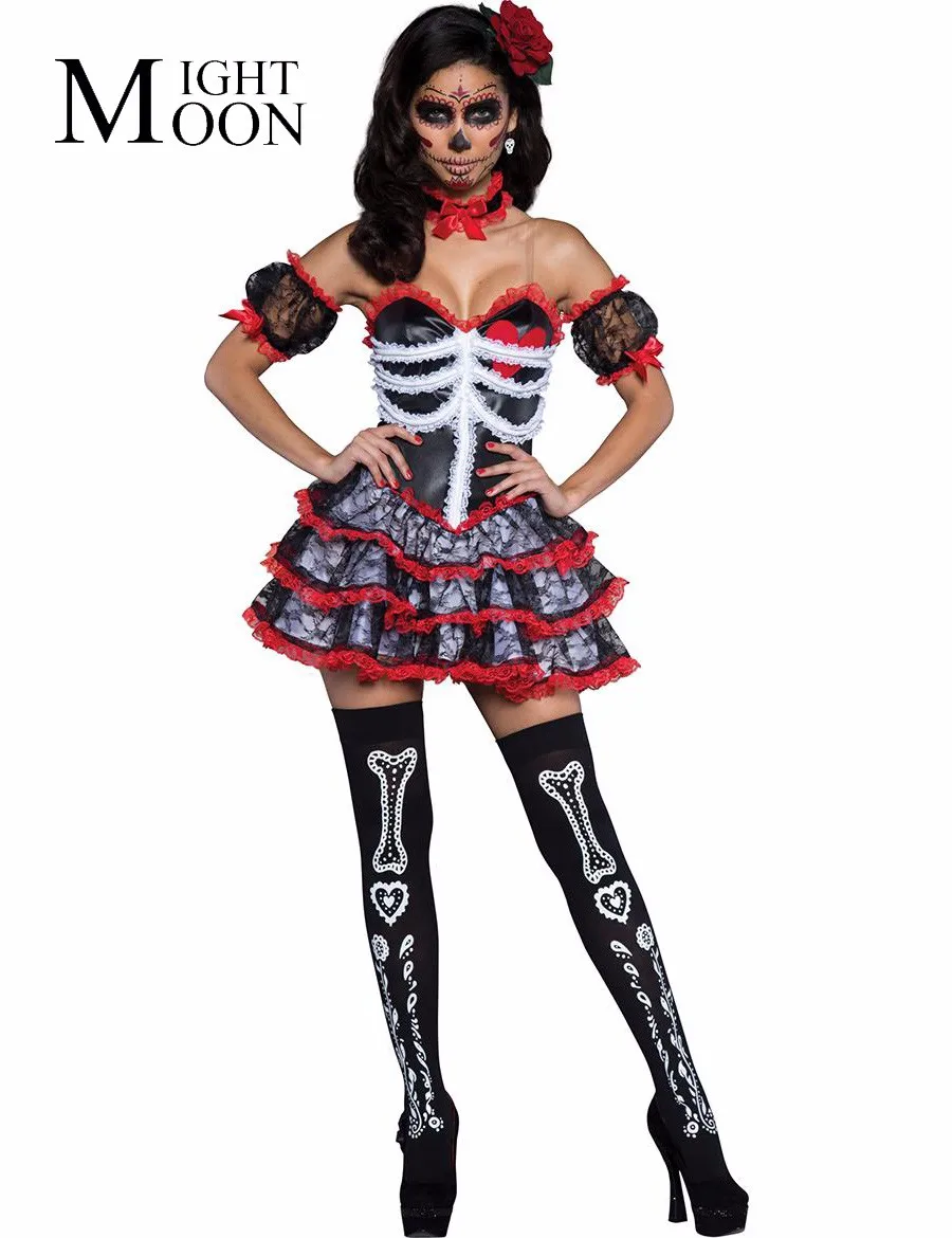 MOONIGHT Nightmare Miss Skeleton Dress Halloween Party Costume Women