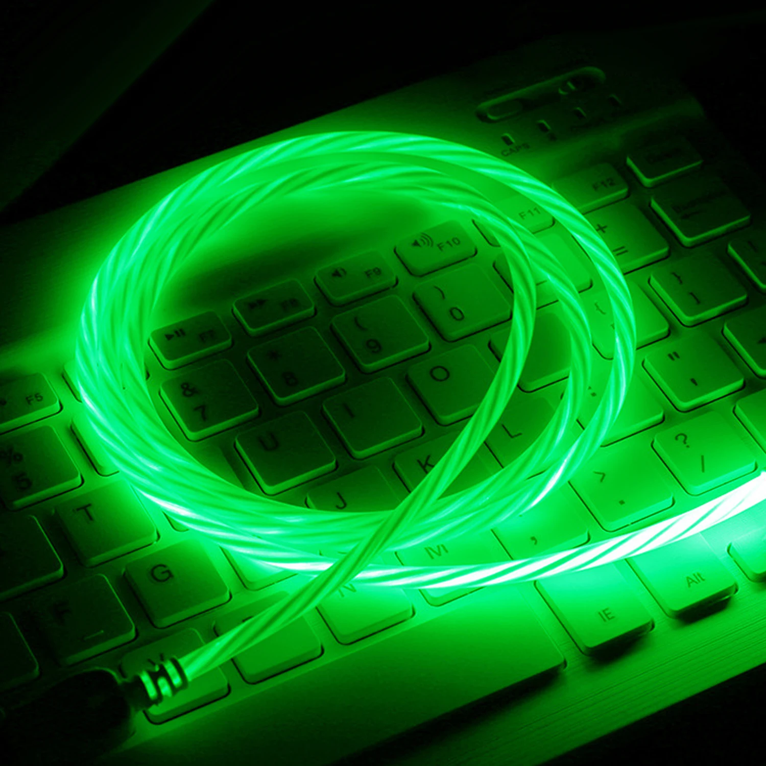 1 м провод для зарядки аккумулятора Видимый поток USB Кабель зарядного устройства для HUAWEI Xiaomi samsung Android кабель передачи данных телефона зеленый/красный/зеленый