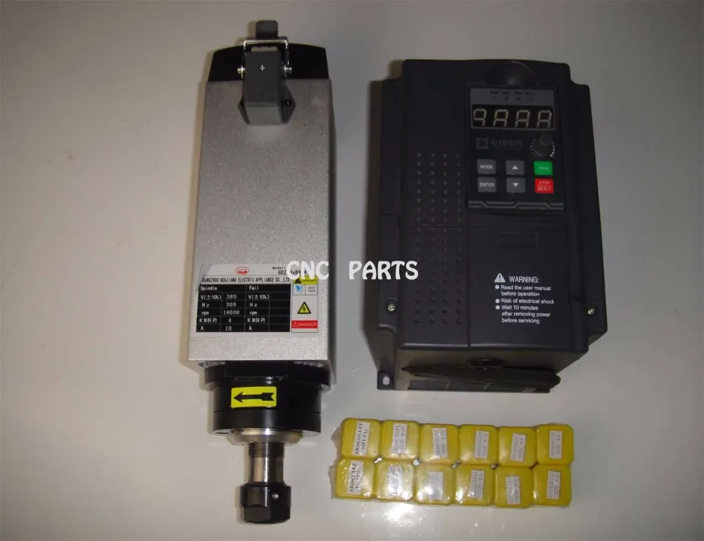 

4KW square ER20 AC380V air cooling spindle with 4KW matched VFD inverter+12 pieces ER20 collets