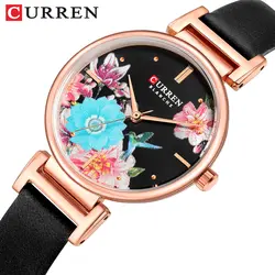 Женские кварцевые часы с уникальным цветочным циферблатом повседневные кожаные Наручные часы для женщин подарок Relogios Feminino