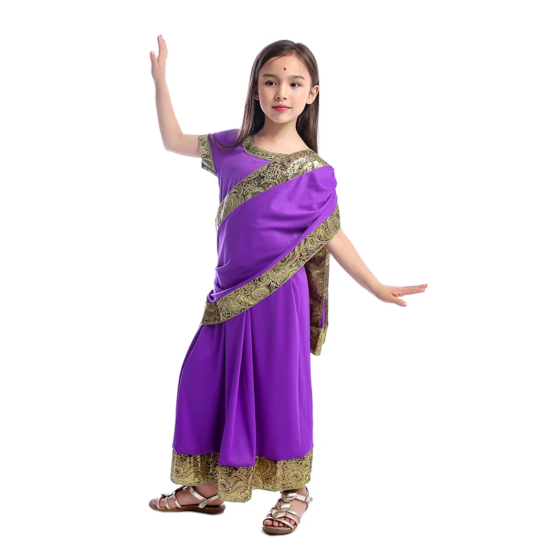Новое Гламурное индийское платье для девочек, детский праздничный костюм принцессы Болливуда