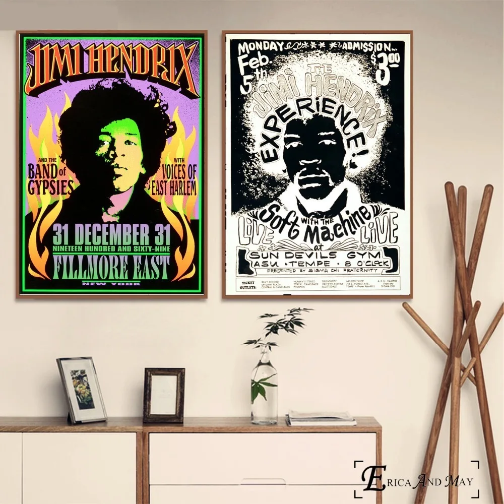 Músico Jimi Hendrix-Lienzo Enmarcado profundo Pared Arte Imagen Impresión De Papel-Negro