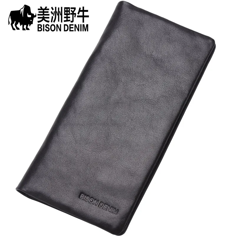 

BISON DENIM High Quality Brand Men Wallet Cowhide Genuine Leather Credit Card Wallet Large Capacity Men's Wallet N4383