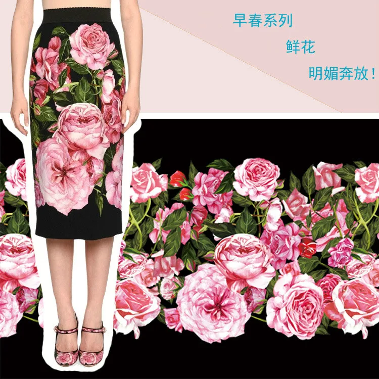 

2018 spring and summer new floral apparel fabrics advanced digital printing fashion fabrics wholesale processing 145cm wide