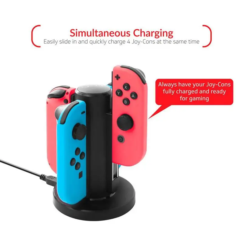 Зарядная док станция HobbyLane 4 в 1 для контроллеров NS Switch Joy Con портативная игровая