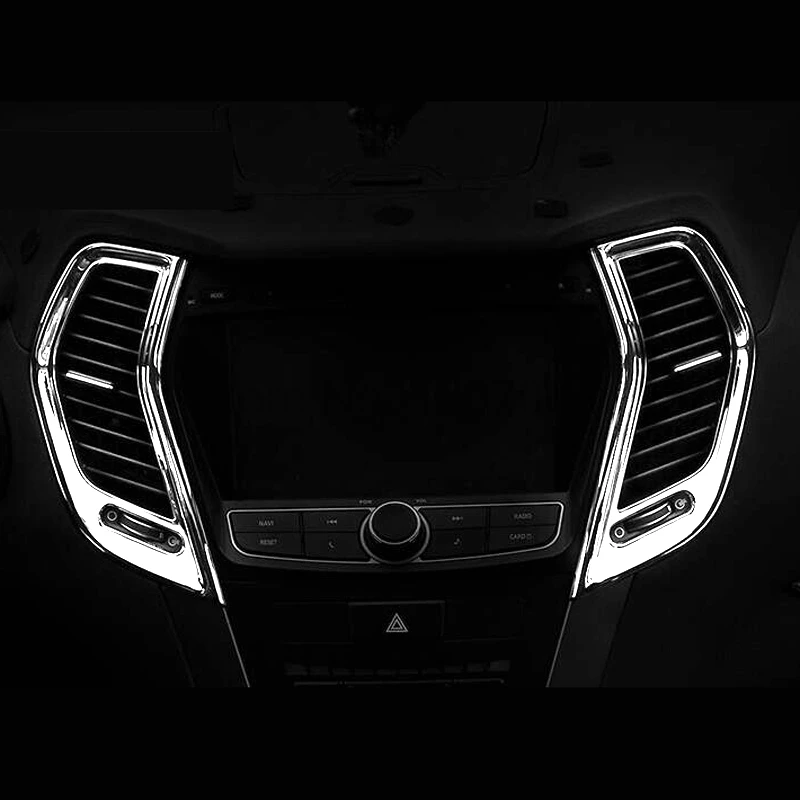 

Новинка для Hyundai IX45 Santa FE 2013 хром 8 шт. внутренняя дверная ручка автомобиля отделка чаши центральные консоли A/C вентиляционные отверстия Выходная крышка