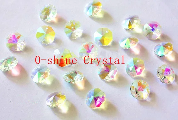 

2000pcs 14MM AB COATING COLOR CRYSTAL OCTAGON BEADS IN 2 HOLES FREE SHIPPING