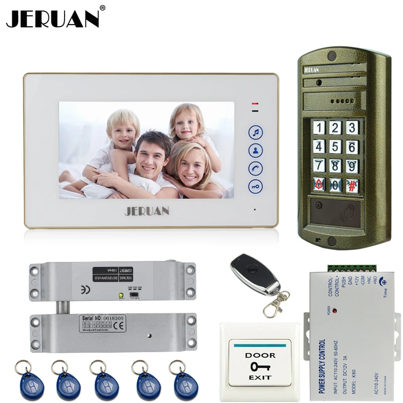 

HOME 7`` touch key Video Door Phone Intercom System kit 1 Monitor+ Metal waterproof password keypad HD Mini Camera +E-lock