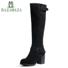 ZALAVOR/женские сапоги до колена из натуральной кожи сапоги на молнии на высоком каблуке теплые рыцарские сапоги зимние высокие сапоги женская обувь размер 34-39