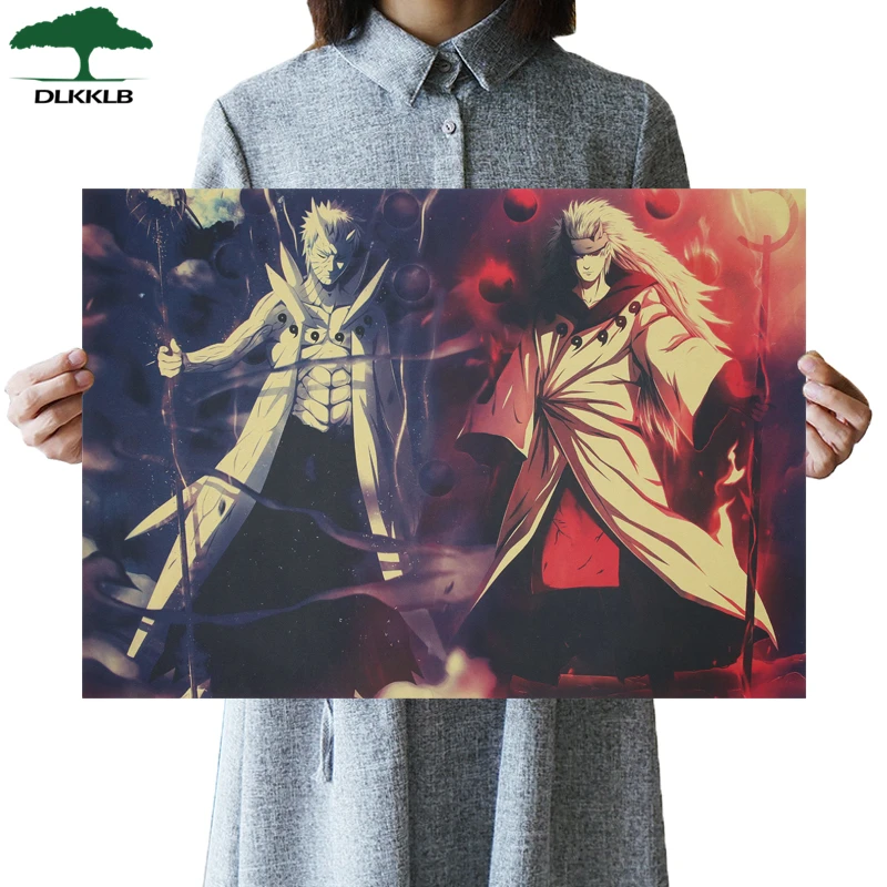 

DLKKLB Classic Anime Naruto Retro Poster Vintage Kraft Paper Poster Bedroom Dormitory Home Decor Painting Cartoon Wall Sticker