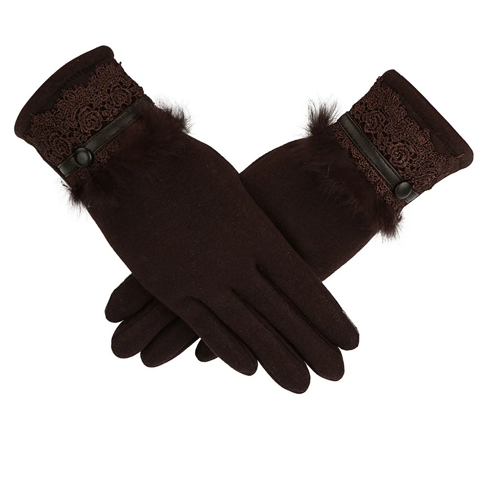 Women Female Gloves Winter Warm Cashmere Keep Warm Driving Full Finger Gloves Touch Screen ladys Glove luvas guantes 18Nov