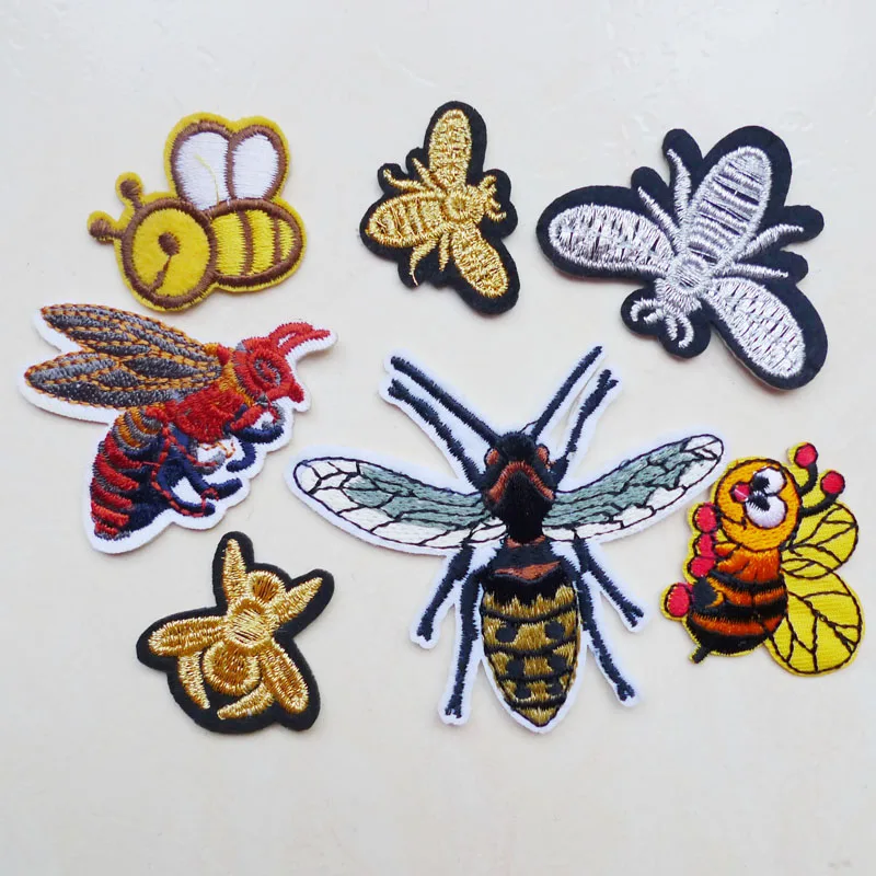

1Pc Wasp Crown Bee Iron On Patches Sewing Embroidered Cute Badges For Clothing Appliqued Stickers Kids Cartoon DIY Accessories