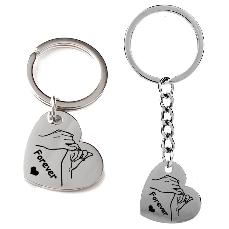 

Boyfriend Girlfriend Best Friends His Hers Keychains Pinky Promise Heart charm keychain stainless steel jewelry forever love